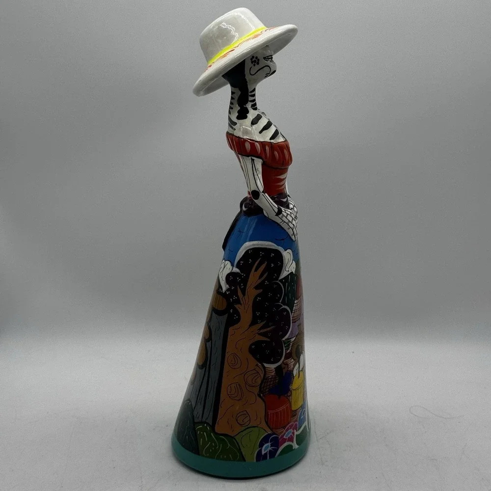Day of the Dead Catrina Figure Clay Handmade Hand Painted Mexican Folk Art 12